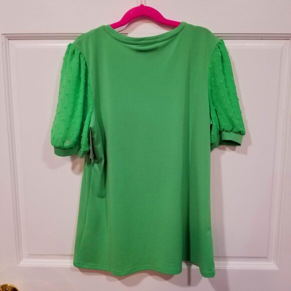 Ladies' Carmen Marc Valvo Top, Size S, Green Grass in color, NWT - Picture 2 of 11